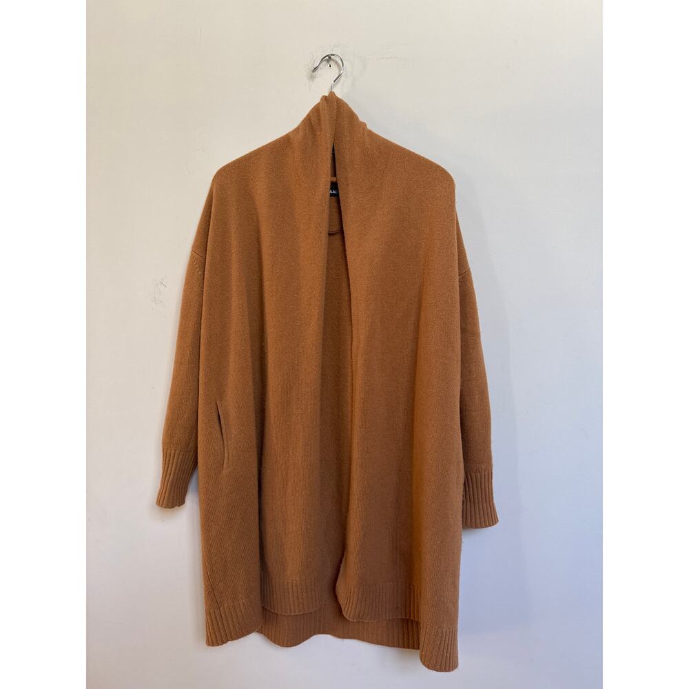 Naadam Long Cardigan 100% Cashmere Open Front Brown Size XS/S Classic Neutral